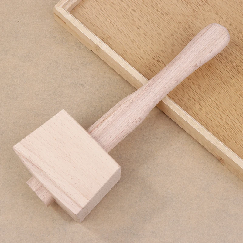 DIY Leather Beech Solid Woodworking Mallet Carpenter Woodworking Hammer Wood Head Hammer Hand Operated Tools