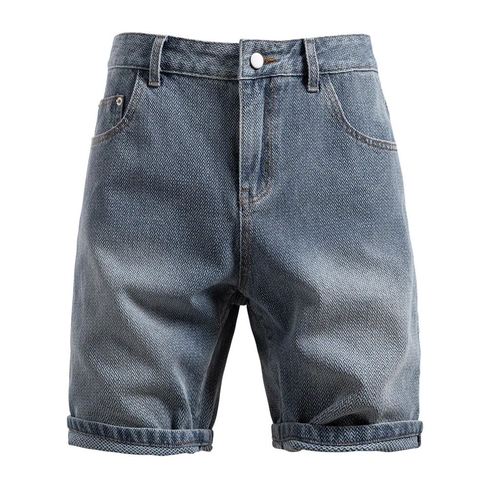 

Casual Men's Knee Length Denim Shorts Fashion High Waist Loose Fit Baggy Jean Shorts for Summer Daily Streetwear
