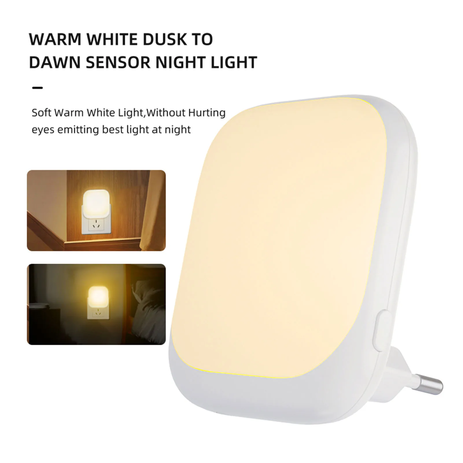 

ZK40 2PCS Plug in Night Light 0.5W Dimmable Dusk to Dawn Sensor Soft Lighting Small Night Light 220‑240V for Bedroom EU Plug