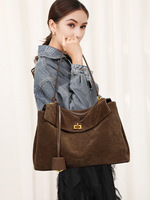 Rodeo bag women's genuine leather Kelly tote bag frosted cowhide large capacity single shoulder hand-held armpit bag