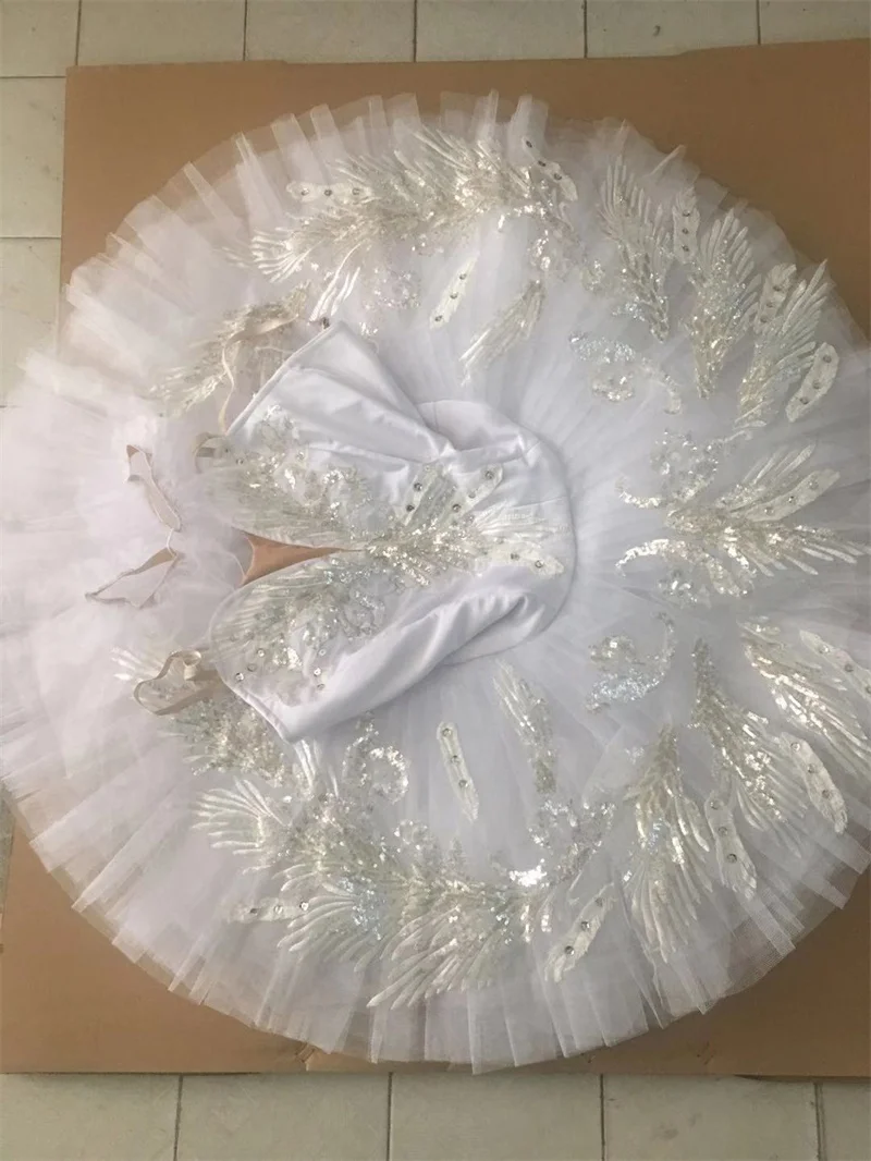 Orquídea dança profissional de alta qualidade tamanho personalizado branco ballet tutu meninas