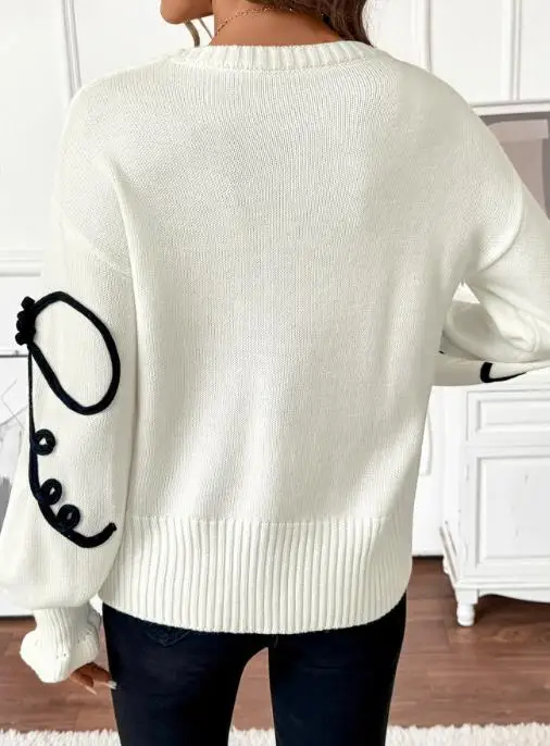 เสื้อสเวตเตอร์คาร์ดิแกนผูกโบว์ คอวี ลายหัวใจ สไตล์หวานน่ารัก แฟชั่นลำลองถักนิตสำหรับผู้หญิง ฤดูใบไม้ร่วงและฤดูหนาวใหม่ 2025