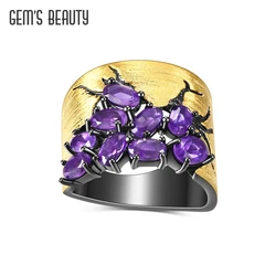 GEM'S BEAUTY Crack Original Independent Designer Vintage Rings For Women Real 925 Sterling Silver Statement Luxury Fine Jewelry