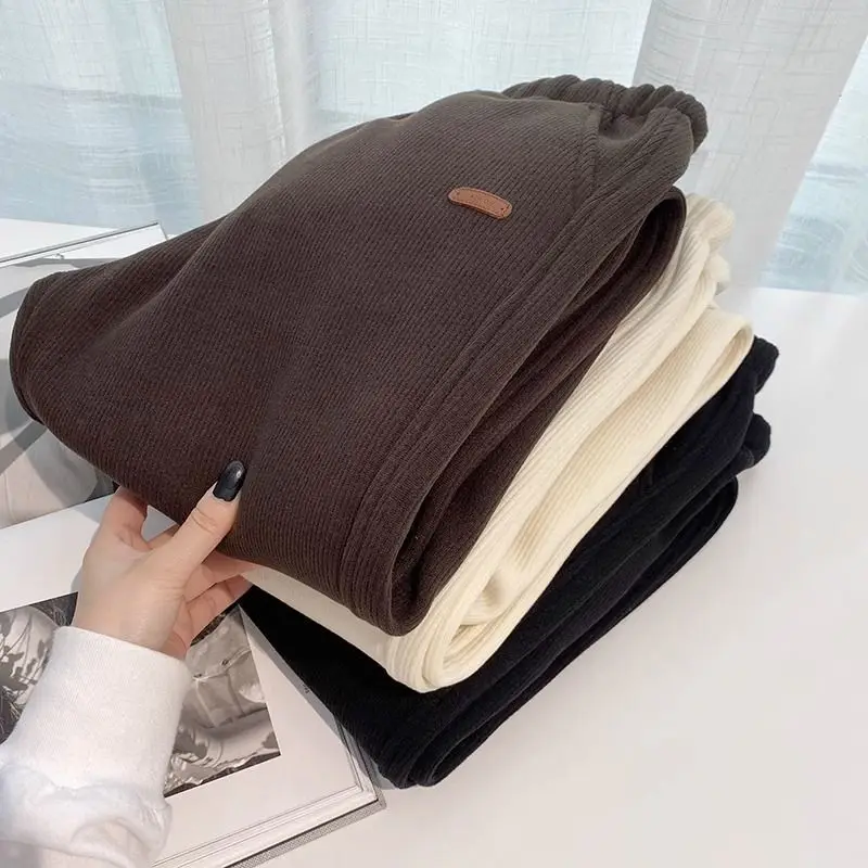 

Extra Large Size Men's Fce Lined Thiened High Waist Casual Sports Pants Harlan Cuffed Sweatpants Warm Elastic Waist