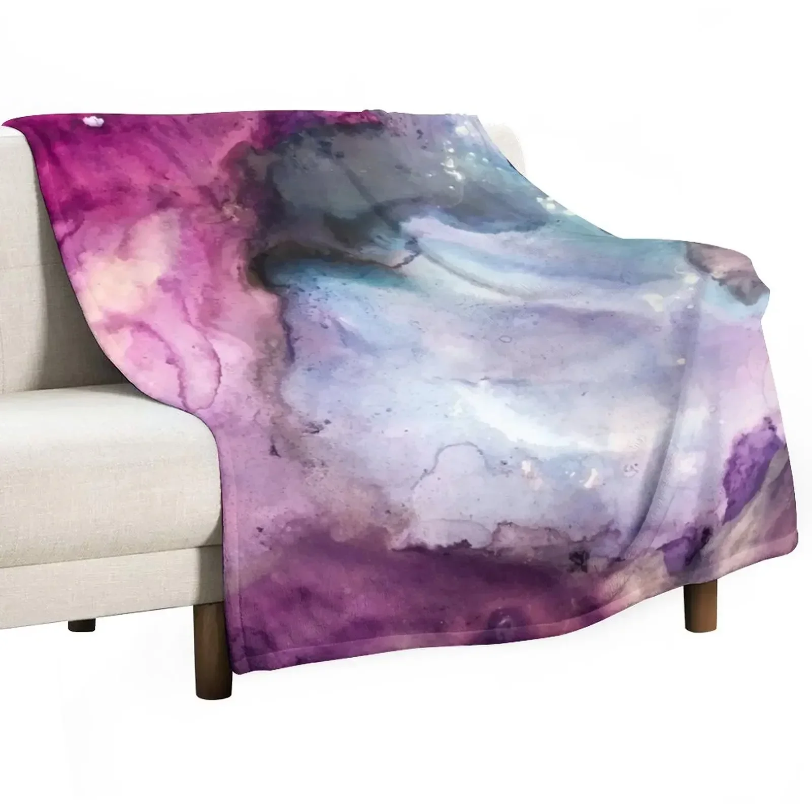 Purple Fusion - Mixed Media Painting Throw Blanket Thermals For Travel Furry Furrys Heavy Cute Giant Sofa Blankets