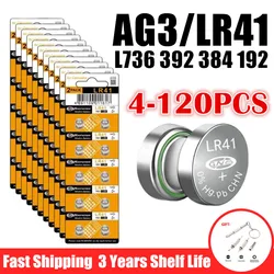 4-120PCS LR41 AG3 SR41 384 392 L736f L736c Batteries for Bow Sight Light Watch Thermometer 1.5V Alkailine Button Batteries