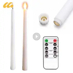 Luz de vela larga LED de Navidad, lámpara de llama con Control remoto, velas cónicas sin llama blancas cálidas, decoración de mesa de fiesta de boda y Halloween