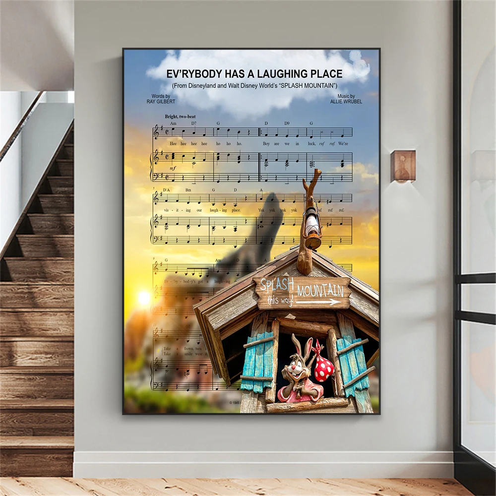 Disneyland-Póster Artístico de partituras de Disneyland, póster de montaña salpicada, impresiones de atracción de Disney, pintura en lienzo de dibujos animados coloridos, decoración de habitación infantil