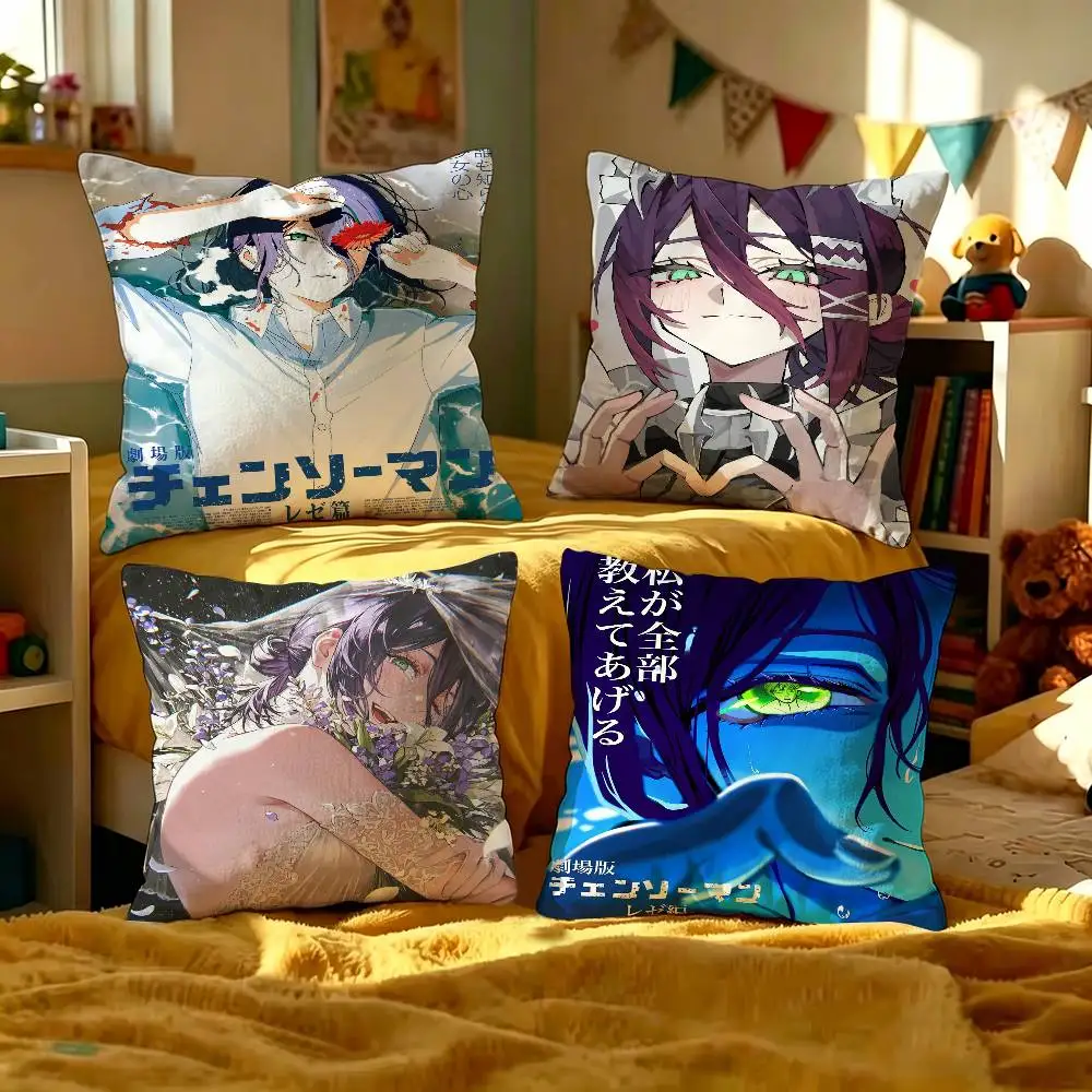 Anime Chainsaw Man reze arc Cushion Cover Car Throw Pillow Case For Sofa Car Christmas Gift 40x40cm 45x45cm