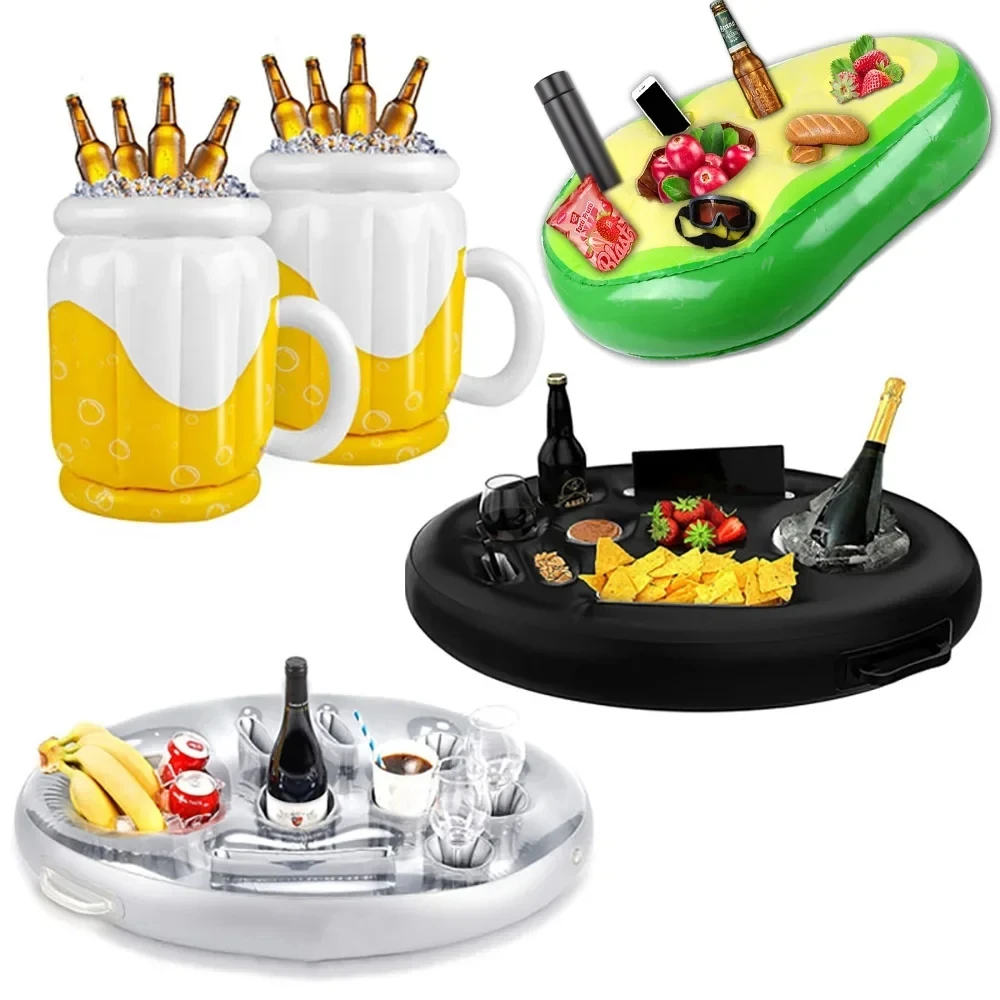 Summer Sea Bucket Cup Holder Inflatable Pool Beach Swimming Play Family Party Float Beer Drink Tray Cooler Table Toy Accessories