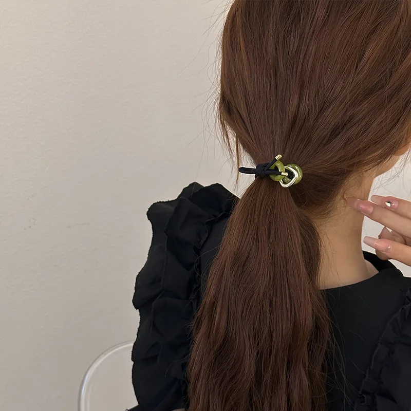 High-Grade Korean Style Ponytail High Elastic Durable Hair Rope ~ New All-Match Fairy Beautiful Leather Case Elegant Rubber Band