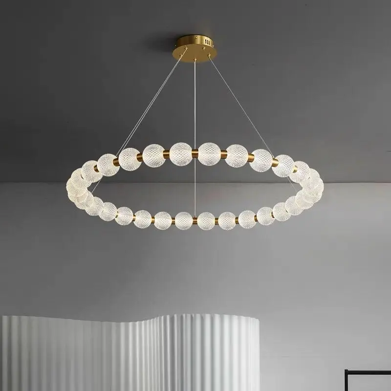 Nordic post-modern designer ring magic bean LED chandelier creative light luxury living room, dining room, bedroom lamps