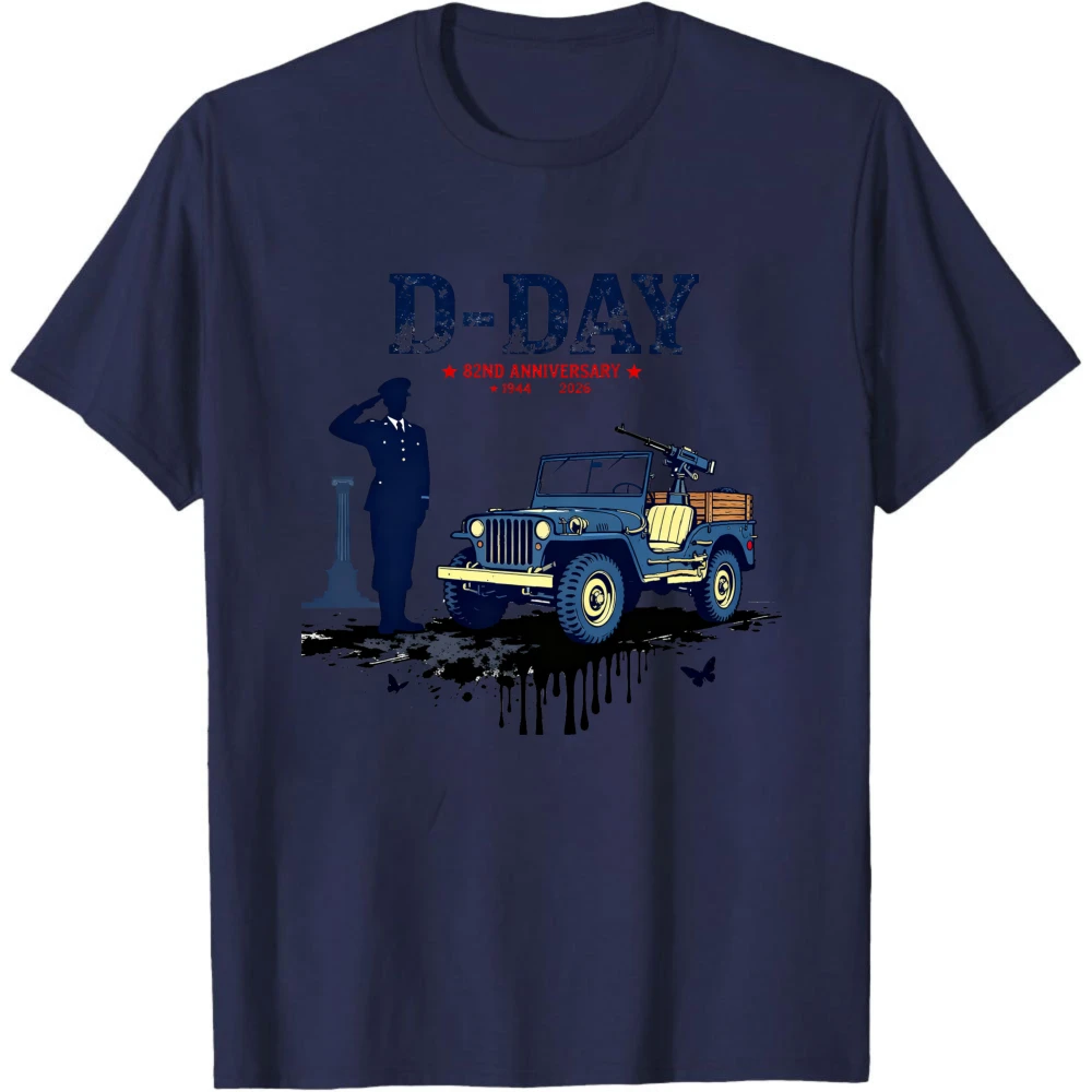 82nd Anniversary of D-Day Normandy Landings 1944 - 2026 T Shirt Willis Military Jeep Clothes Men Short-sleeved T Shirt view 3