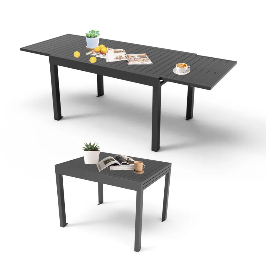 Aluminum Patio Extendable Dining Table 35 71 Adjustable Indoor Outdoor Patio Dining Table with ating for 46 Person Garden Lawn