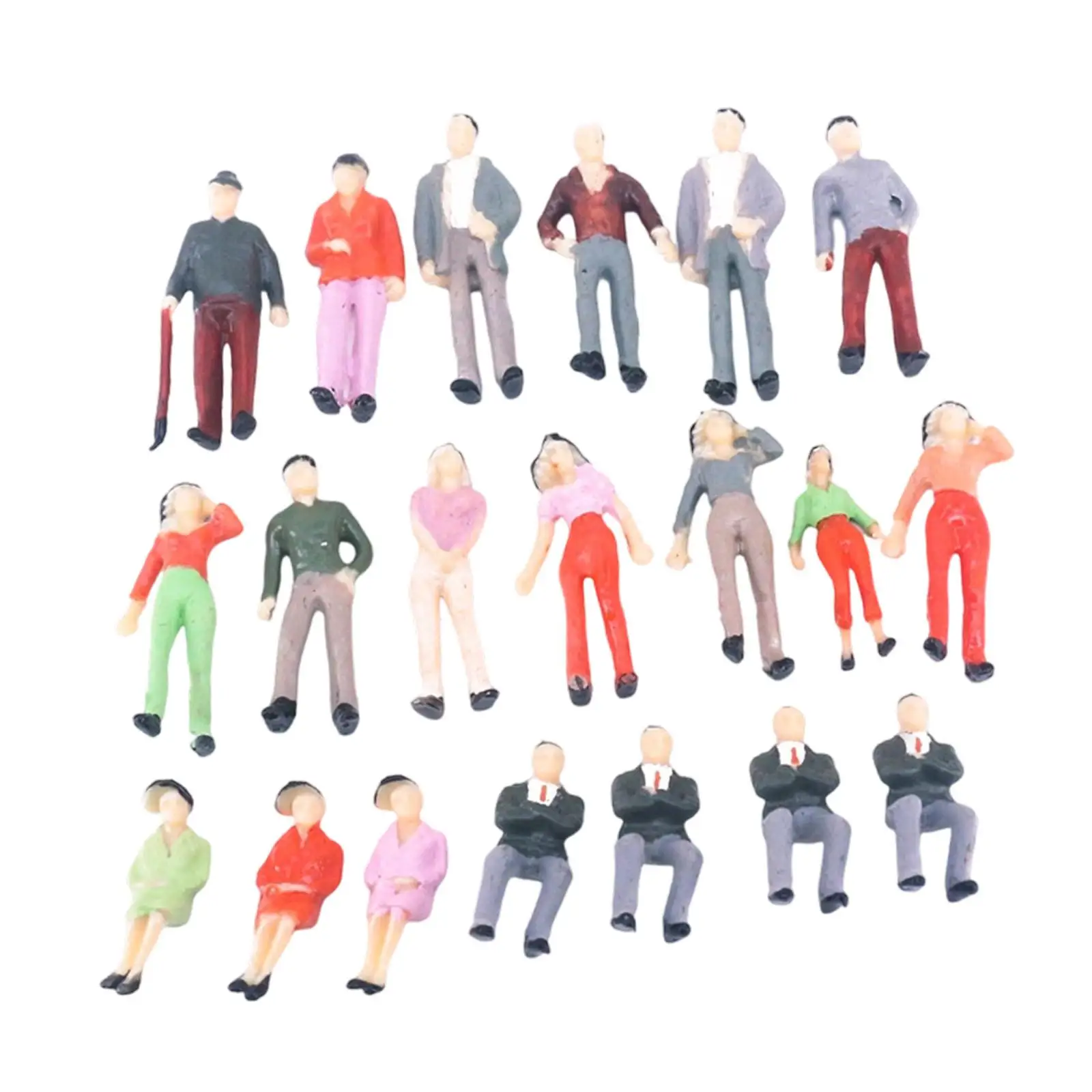 20 peças 1:42 escala figuras em miniatura pequenos ornamentos pintados fotografia adereços mini pessoas estatuetas mesa de areia decoração diorama