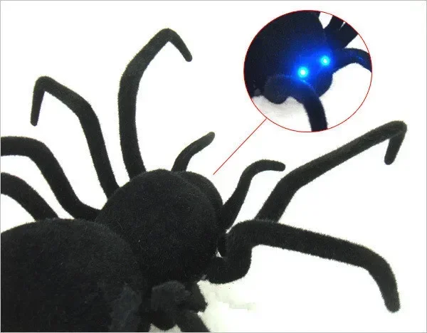 Juguete electrónico de araña negra con Control remoto para mascotas, Tarántula flash, ojos brillantes, 4 canales, juguetes de modelo de bromas prácticas delicadas