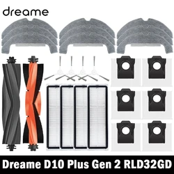Dreame D10 Plus Gen 2 RLD32GD Robot Vacuum Spare Parts Consumables Main Side Brush Hepa Filter Mop Cloth Dust Bag Accessories