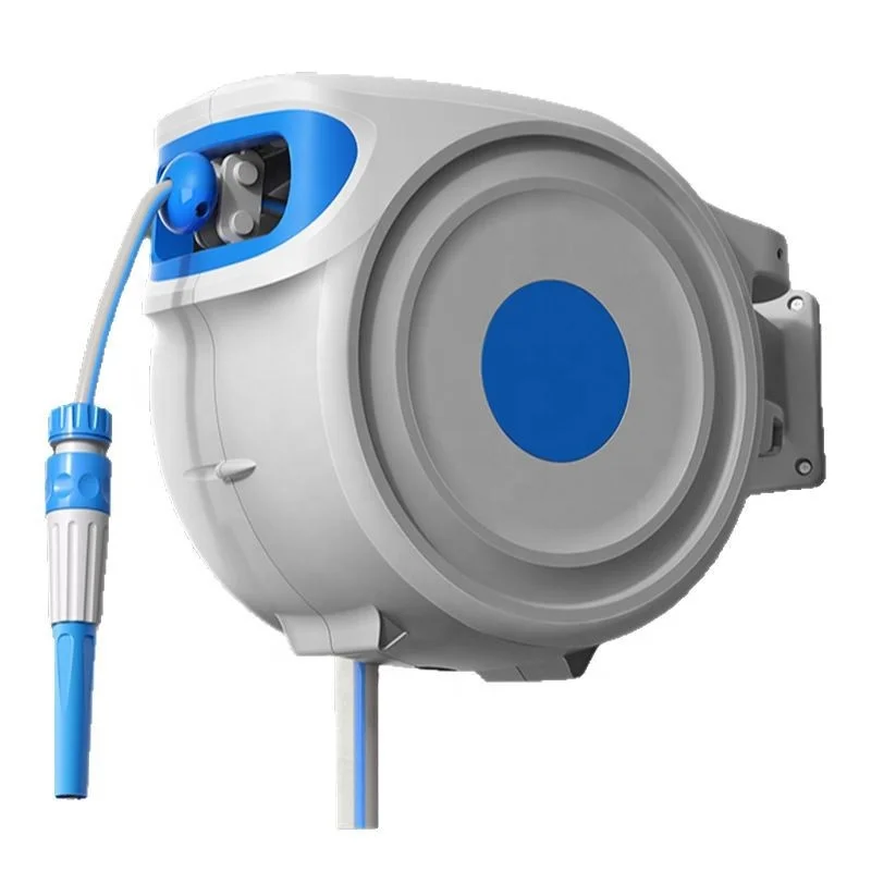 2025 أداة سقي تلسكوبية أوتوماتيكية منزلية مثبتة على الحائط خرطوم مسدس مياه غسيل السيارات جهاز بكرة مسدس مياه عالي الضغط