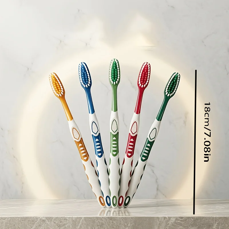 New High-Quality Appearance 5pcs Set in Random Colors, Suitable for Family Sets, Couples, And Adult Hard-Bristled Toothbrushes