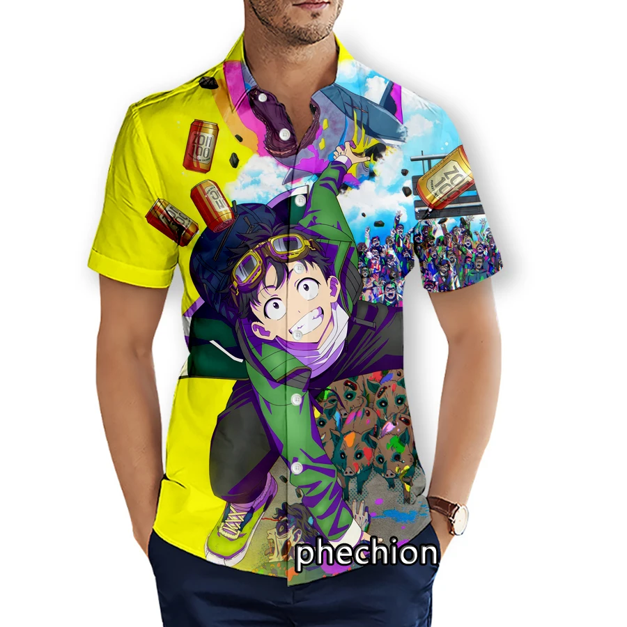 

phechion Mens Short Sleeve Beach Shirts Cartoon Character 3D Print Casual Shirts Fashion Streetwear Men Tops X201