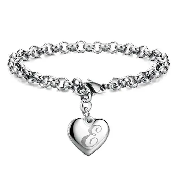 Luxury 925 Sterling silver original Heart 26 Letteres chain Bracelets for women men Fashion party wedding Jewelry Christmas gift