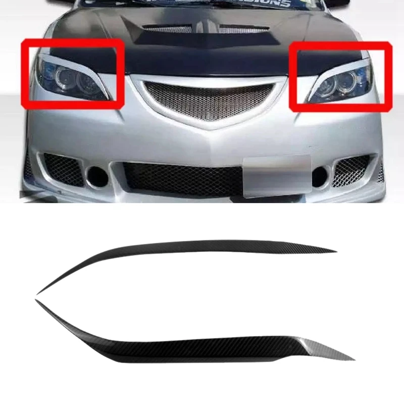 

For Mazda 3 Sedan 2004-2009 Carbon Fiber Car Sticker Front Headlights Eyebrow Eyelid Trim Cover