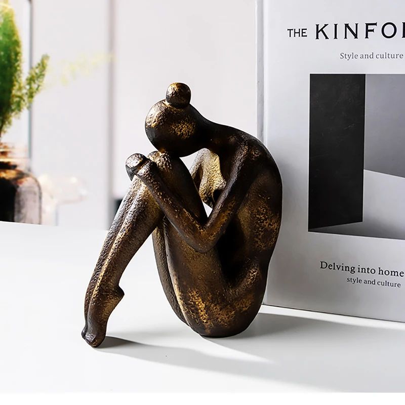 European retro character book stand bookend study room foyer tabletop Home Decoration creative Figurine resin sculpture ornament