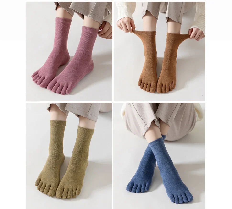 Yoga Fünf Finger Socken Frau Mädchen Kompression Baumwolle Solide Non-Slip Mittelrohr Pilates Fitness Harajuku Sport Kappe Kurze socken – Detail 4