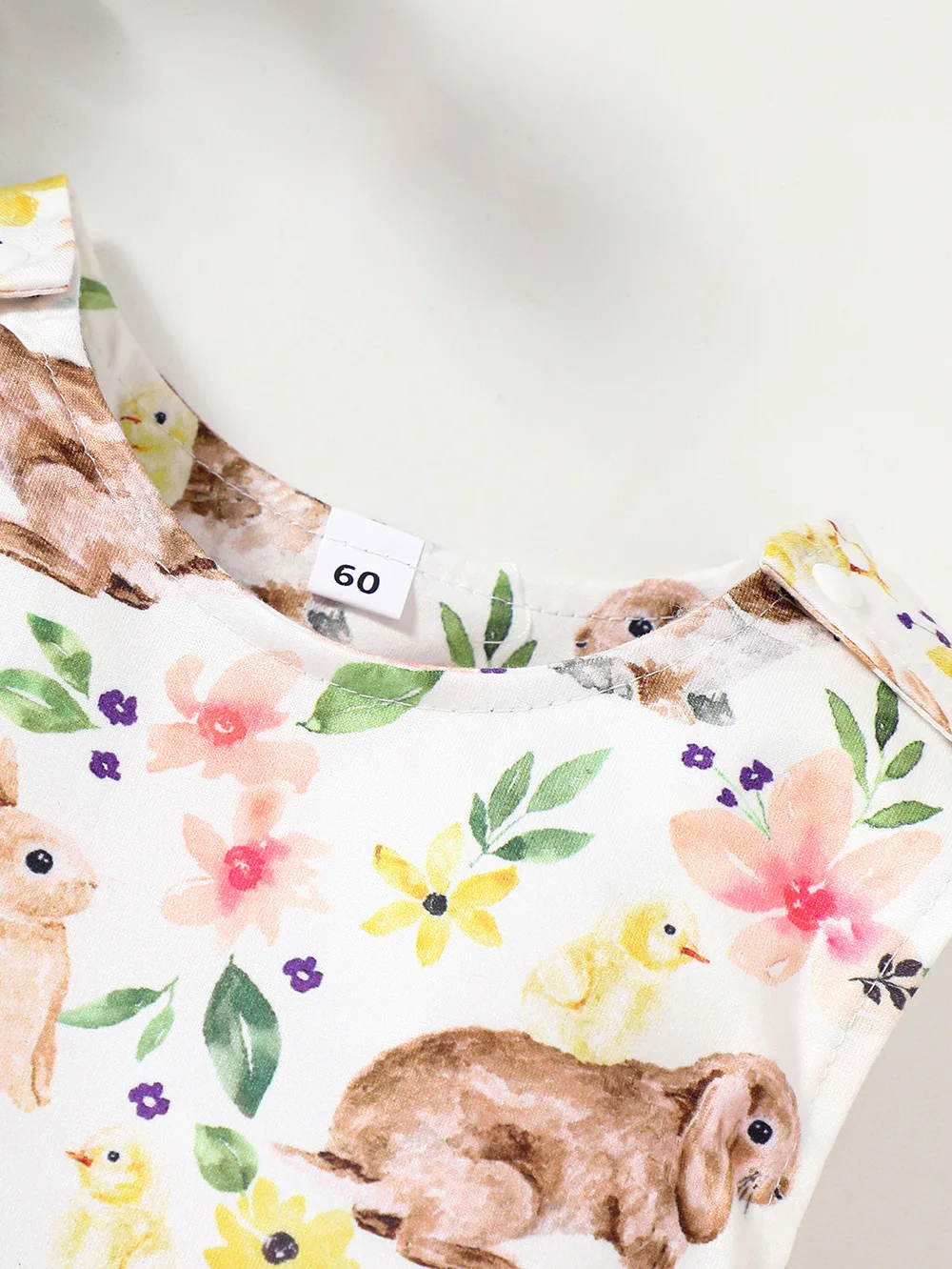 Hey Baby Summer New neonato ragazzi e ragazze Easter Bunny Print tuta intera aperta senza maniche