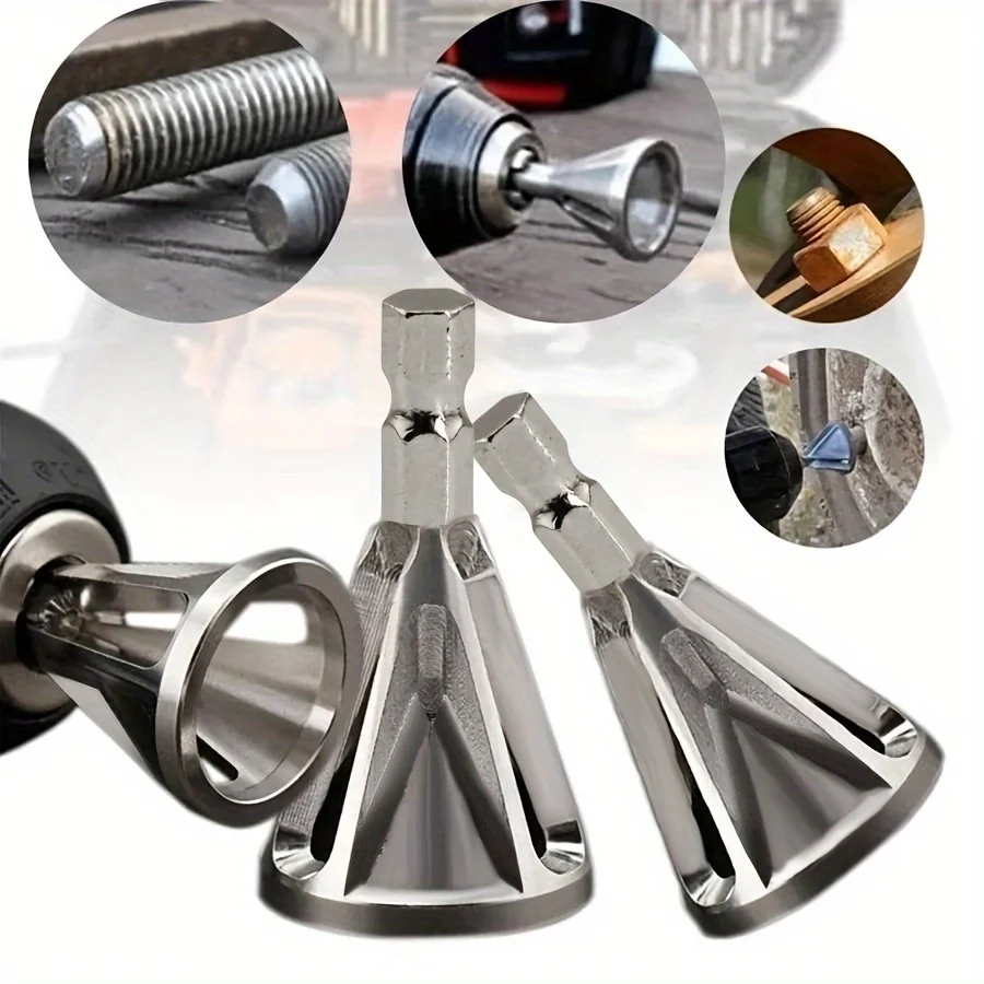 

Stainless Steel Deburring External Chamfer Tool Drill Accessory for Bolt Thread Repair Remove Burr Fits Most Electric Drills