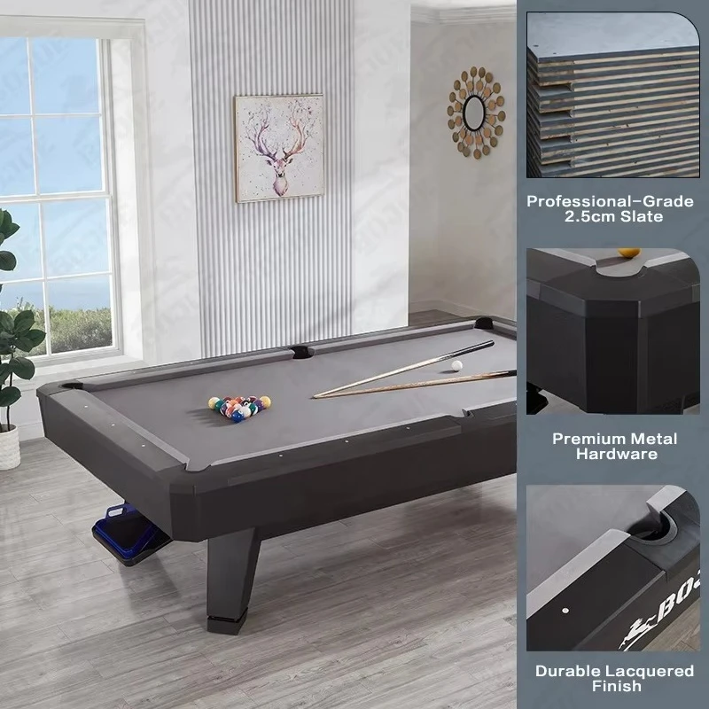 Solid Wood Modern Indoor Snooker & Billiard Table Green Cloth Custom Size Multi-Material Pockets-Cue Pool Game Use Wool Cushion