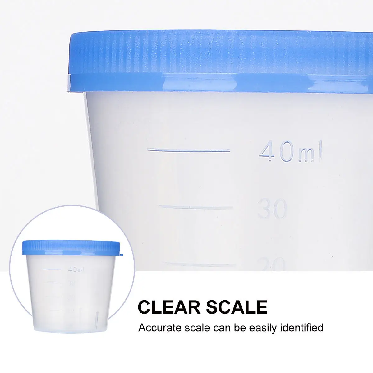 

50Pcs Urine Cup Specimen Collection Plastic Thick Leakproof Lid Measurement Mark Recording Label Urine Testing Accessories
