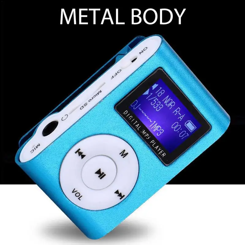 Rondaful سبائك الألومنيوم الجسم مشغل موسيقى MP3 صغير مشبك معدني المحمولة دعم ماكس 32 جيجابايت بطاقة هدية لطلاب الجامعة