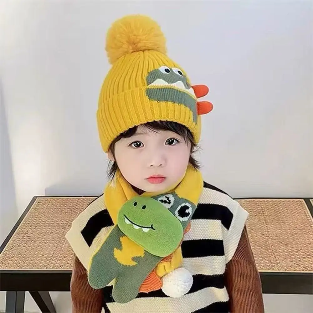 

Cute Ear Protection Knitted Hat Thermal Windproof Beanie Sets Warm Cartoon 3D Pullover Cap