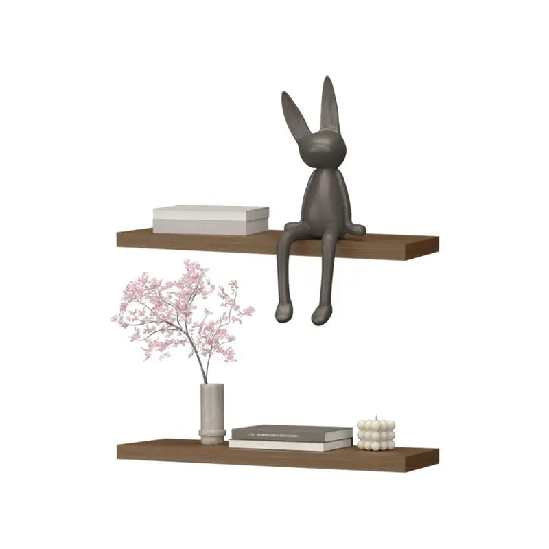 Conjunto de 2 prateleiras flutuantes de mogno para decoração e organização de casa