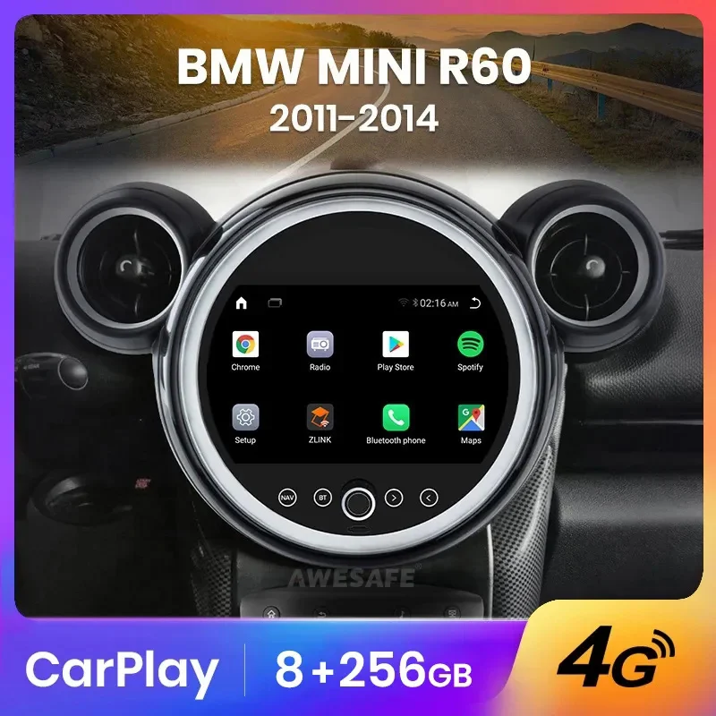 AWESAFE Wireless CarPlay Autoradio for  BMW Mini Cooper R60 2011-2014 Car Radio Multimedia Player Android Auto Stereo GPS