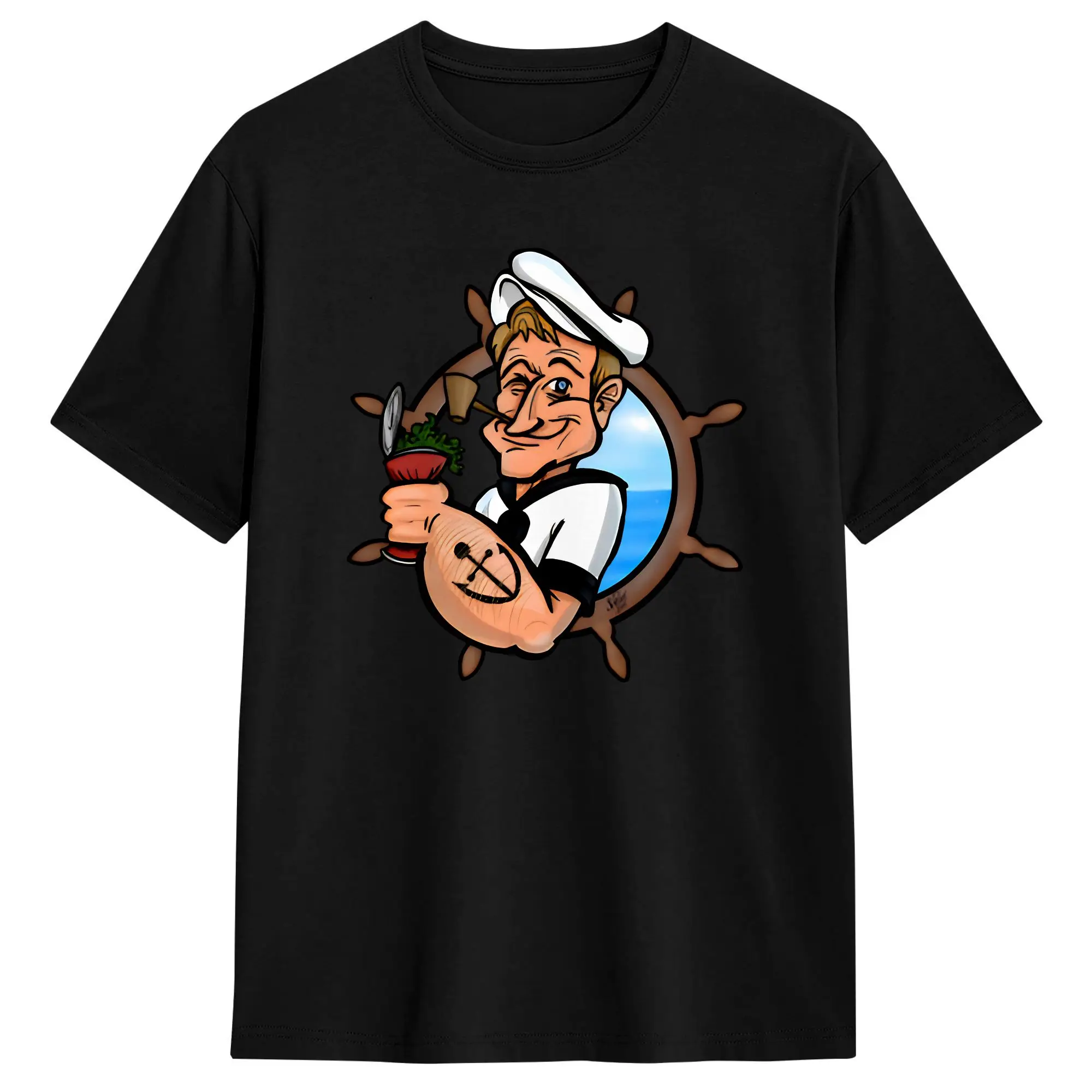 Harajuku T Shirt Summer Cartoon Bluto and Olive Oyl Character Trendy Cool T Shirts Cotton Tshirt for Men's Y2K Casual Plus Size