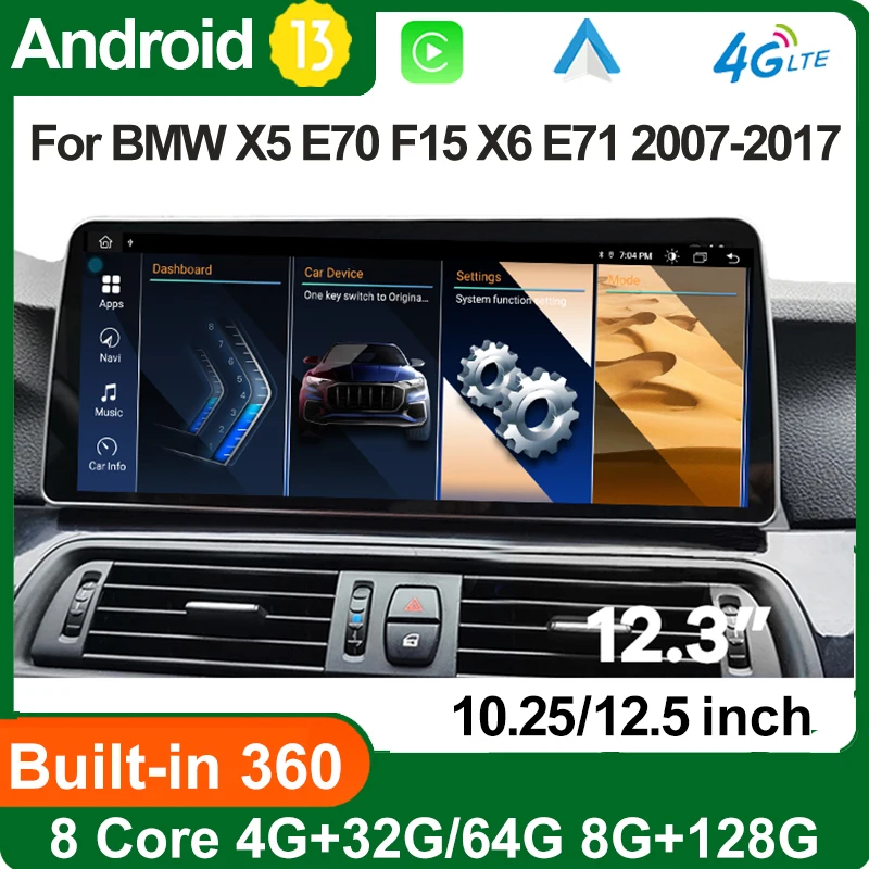 

12.5" 8Core Multimedia Screen For BMW X5 X6 E70 E71 Android 13 Auto Radio Carplay Car Video Player GPS Navigation Touch Unit 4G