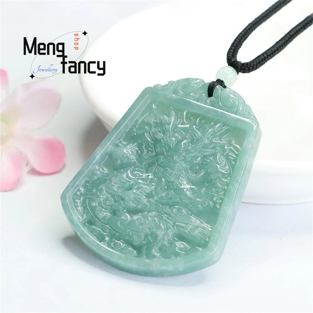 Natural Jadeite Pendant Blue Water Zodiac Dragon Pendant Exquisite Elegant High-grade Handicraft Luxury Quality Fashion Jewelry