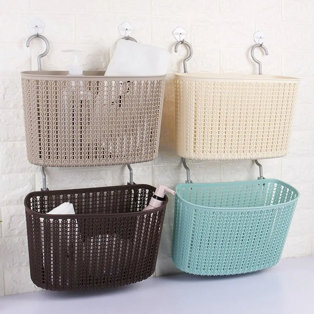 1PC Hangable Storage Basket Bathroom Hanging Baskets Household Plastic Kitchen Bathroom Shower Storage Wall Hanging Basket