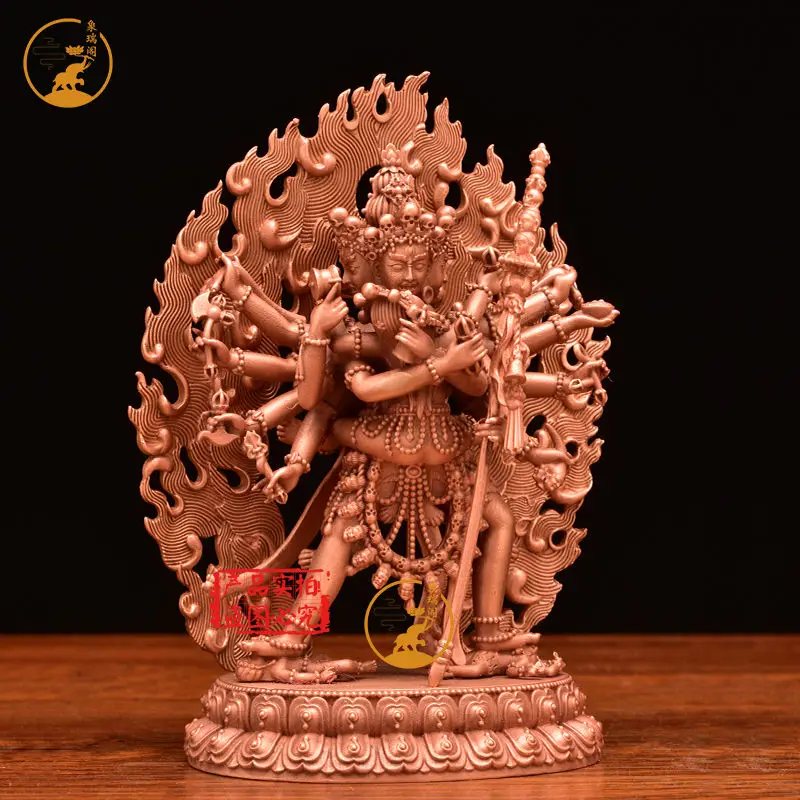 High-grade Tibetan handmade refined copper 11cm antique Shengle King Kong Protector Buddha statue carving household living room