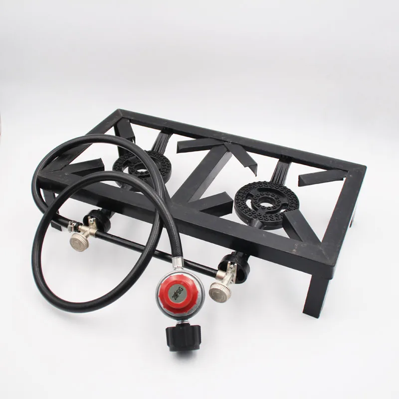 مدفأة برأس مزدوج قياسية أمريكية مع دعامة مجهر من الحديد الزهر موقد غاز البروبان عالي الطاقة حديقة خارجية ran'q #2