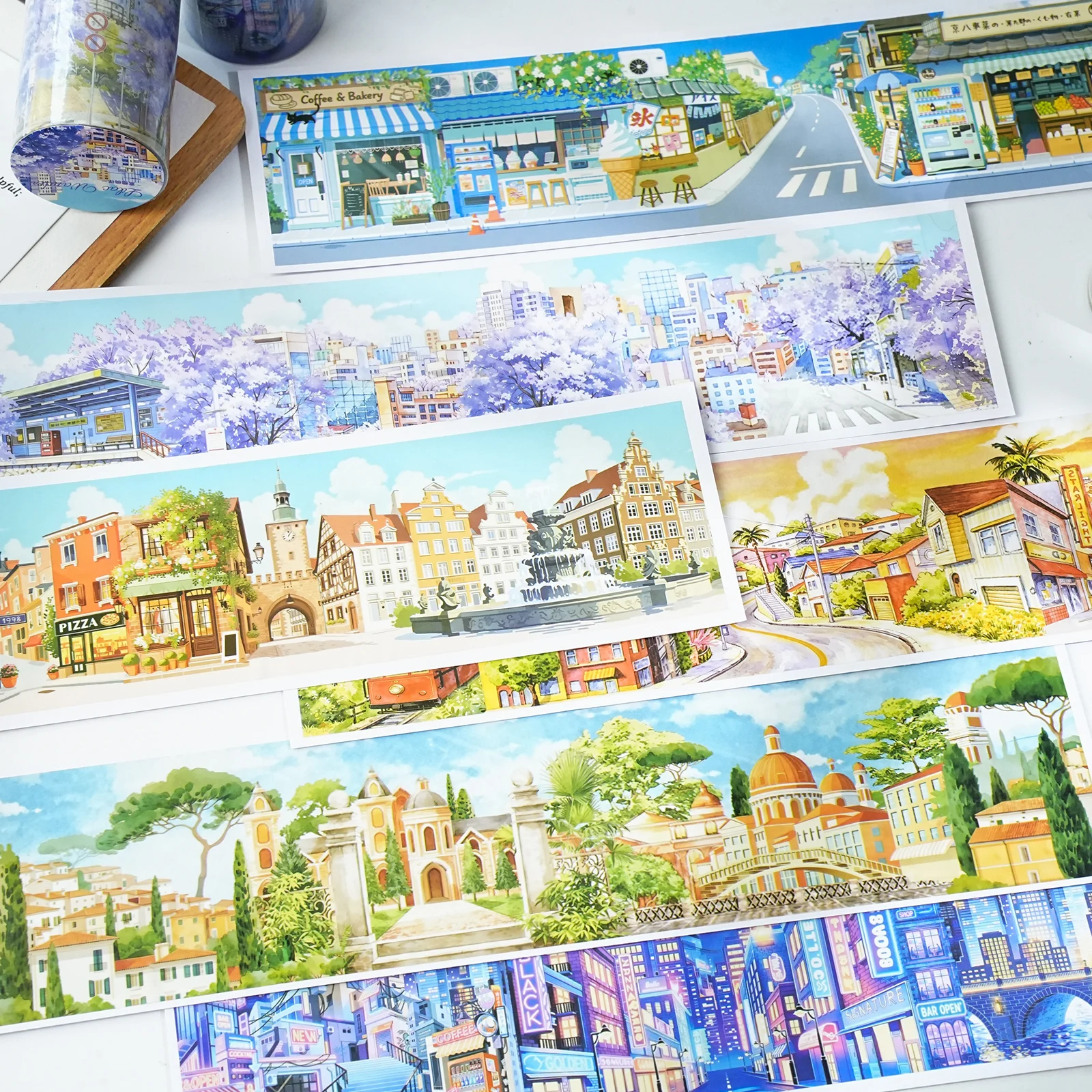 Etori Life Cartoon Ins Travel Scenery City Architecture Stickers Pet Sticker Pack Suitable for Laptops, Water Bottles, Handbags, Photo Albums, Guitars, Helmets and Bicycles, Postcards and Envelopes, Office Decoration Supplies, Room Decoration, Party Stickers, Student Gift Paper Bags, Gifts for Friends, Korean Stationery, Children's Stickers