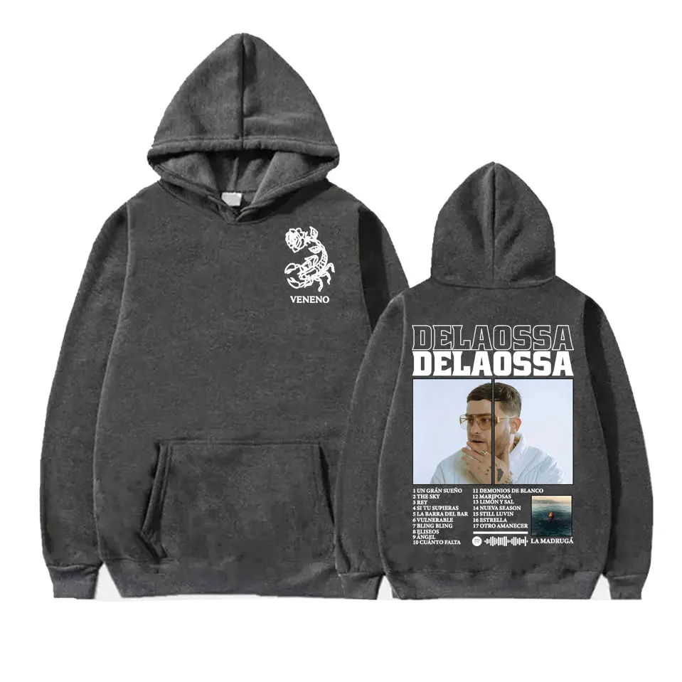 Rapper Delaossa Album Tour 2025 Merch Hoodie Pria Wanita Harajuku Hip Hop Musik Pop Kaus Kasual Nyaman Hoodie Besar