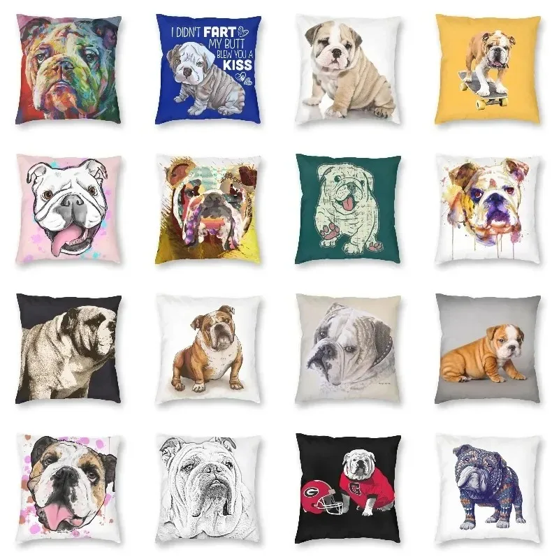 Pet Dog Funny Puppy Floor Pillowcase Living Room Home Decor Nordic English Bulldog Cushion Cover