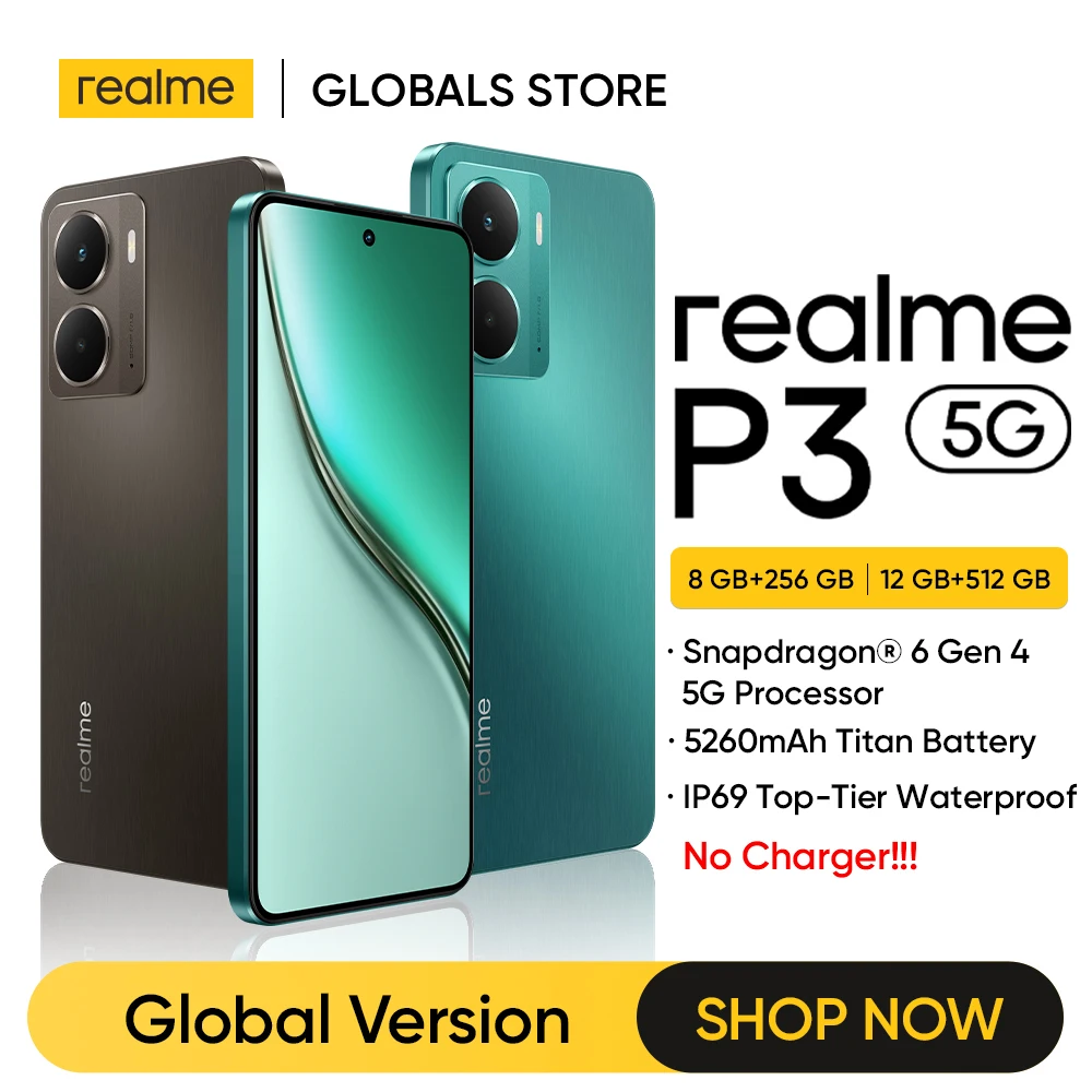 [Clearance] realme P3 5G Smartphone 5260mAh Battery NFC Snapdragon 6 Gen 4 Chipset 6.67" 120Hz AMOLED Display Global Version
