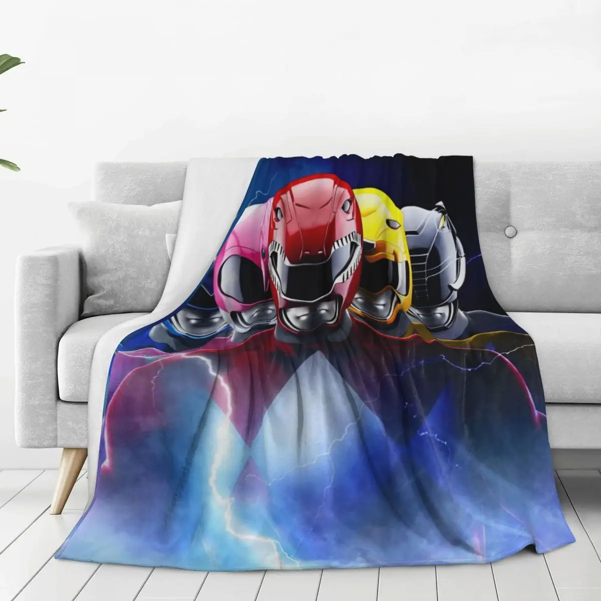 M-Mighty Morphin Cartoon P-Power Rangers Flannel Blanket Warm Soft Throw Blanket for Living Room Decorative Sofa Bed Cover