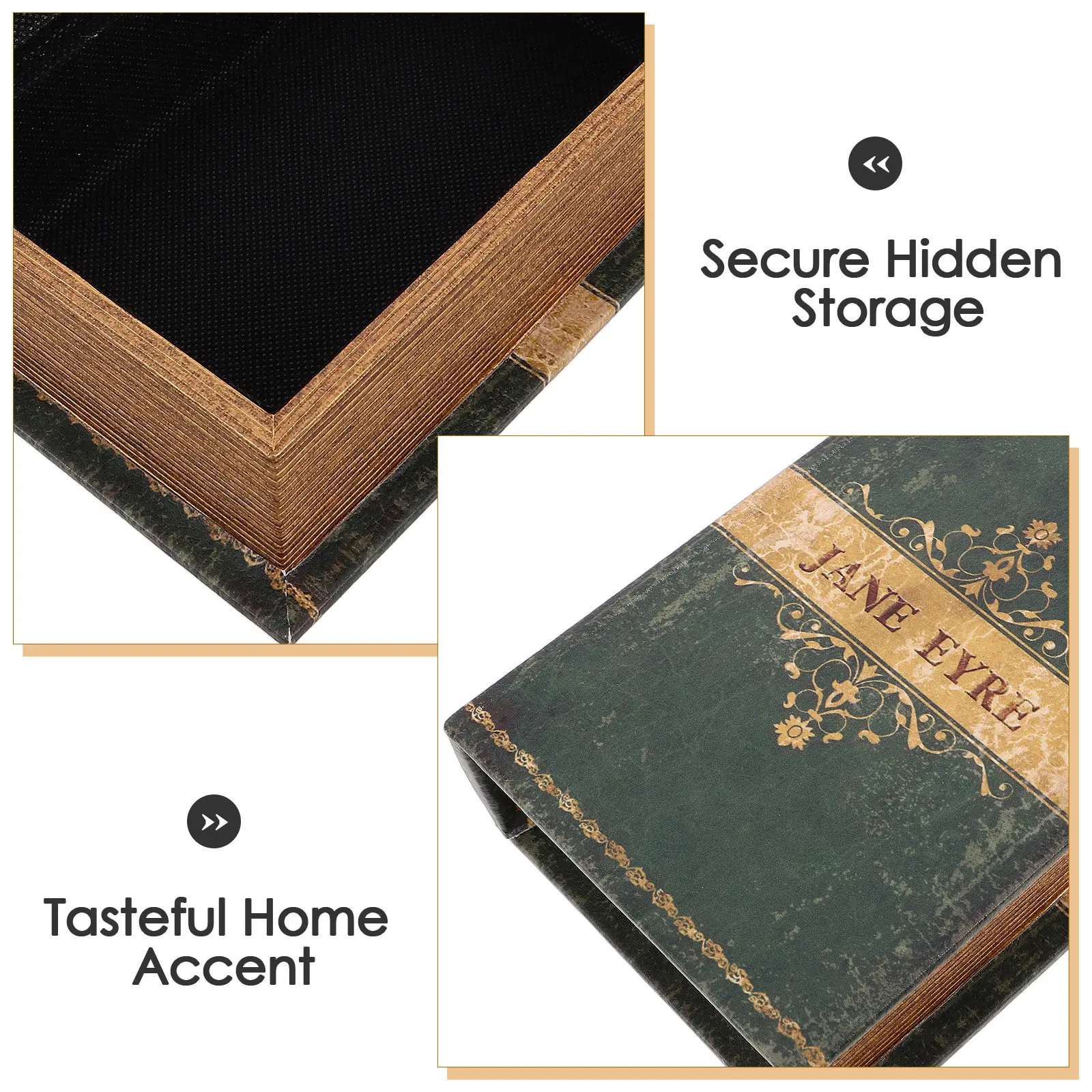 Book Shaped Storage Box Vintage Trinket Organizer 11.81 Cable Jewelry Hidden Compartment Decorative Keepsake Organizer