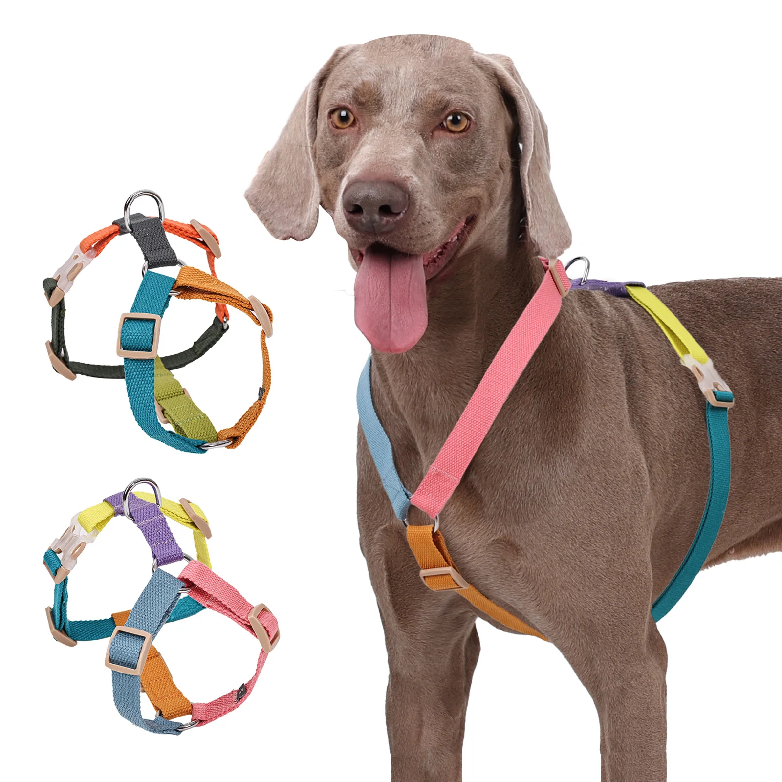 No Pull Dog Harness for Medium Large Dogs Cotton Webbing Breathable Harness for Dog Adjustable Easy Pet Walking Harness Training