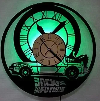 Creative LED Vinyl Record Clock Gift Back To The Future Record Wall Clock Home Decoration Remote Control 7 Colors